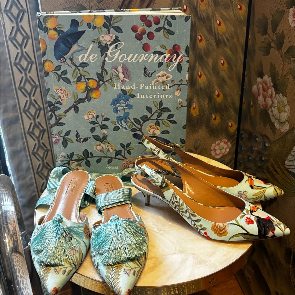 Aquazurra X degournay limited edition chinoiserie flats 38,39.5,41